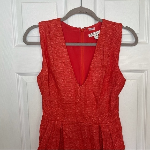 Adam by Adam Lippes Linen Blend Coral V neck Sleevless Mini Dress 2 - Picture 2 of 7